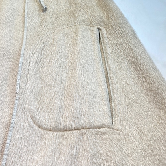 Sills Cream Color Mohair and Leather Reversible Cape with Pockets - Picture 2 of 16